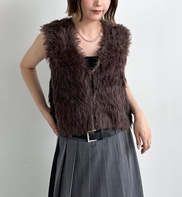 archives「グラデーションロングフェザーニットベスト」|ニット・セーター|BROWN