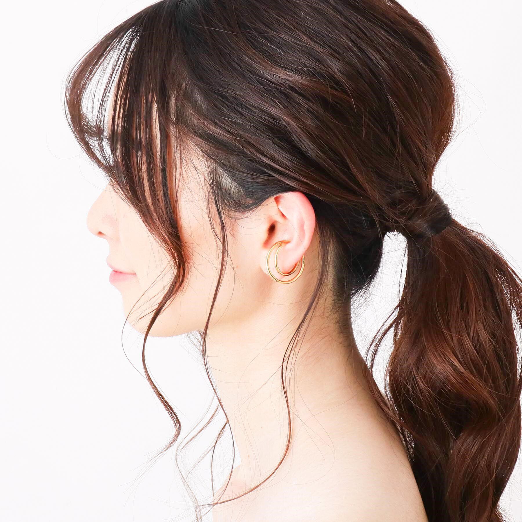 COCOSHNIK「シルバー オーバルクロス イヤーカフ大 GP」|イヤリング|