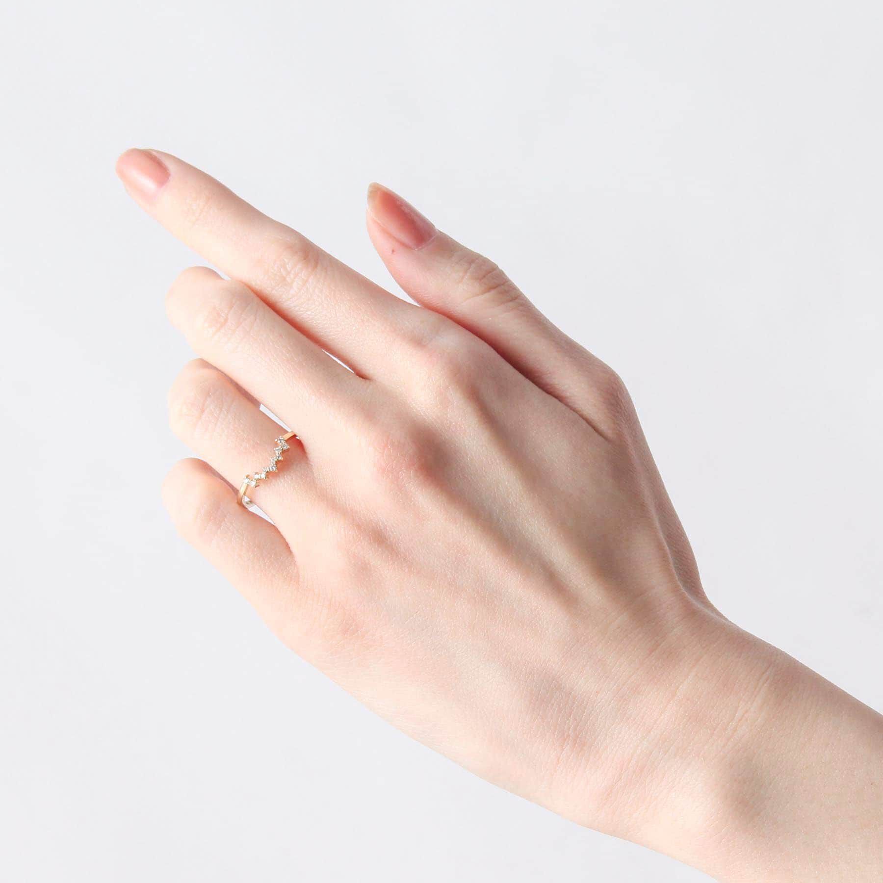 COCOSHNIK「K10ダイヤモンド 放射U字 リング」|リング|