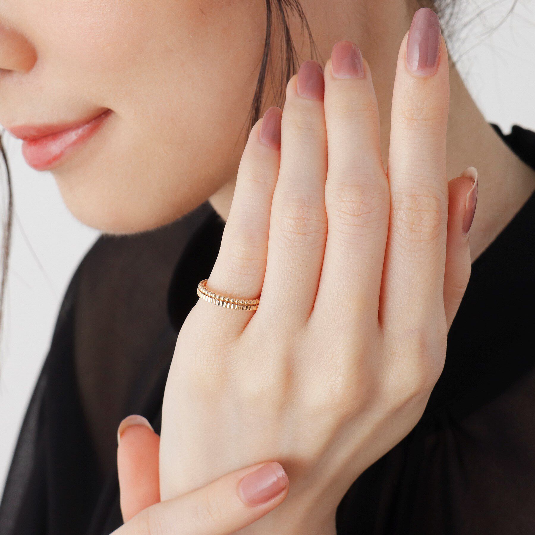 COCOSHNIK「K10ミル&times;縦溝 ピンキーリング」|リング|