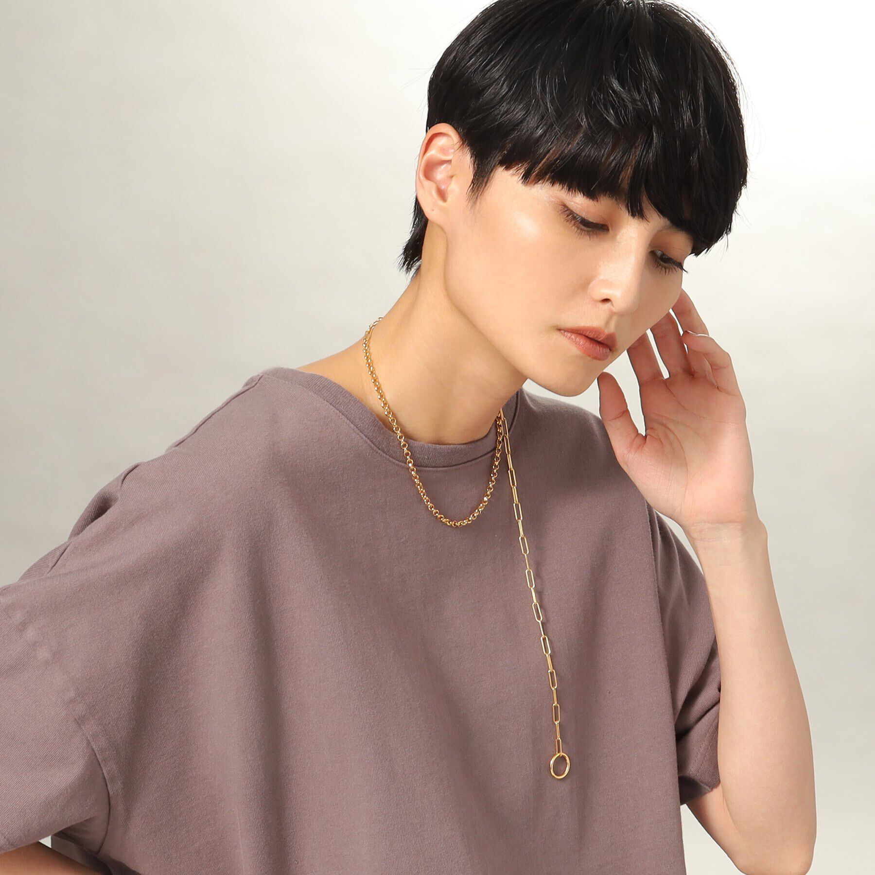 COCOSHNIK ONKITSCH「シルバー マルチチェーンネックレス ミックスチェーン GP」|ネックレス|