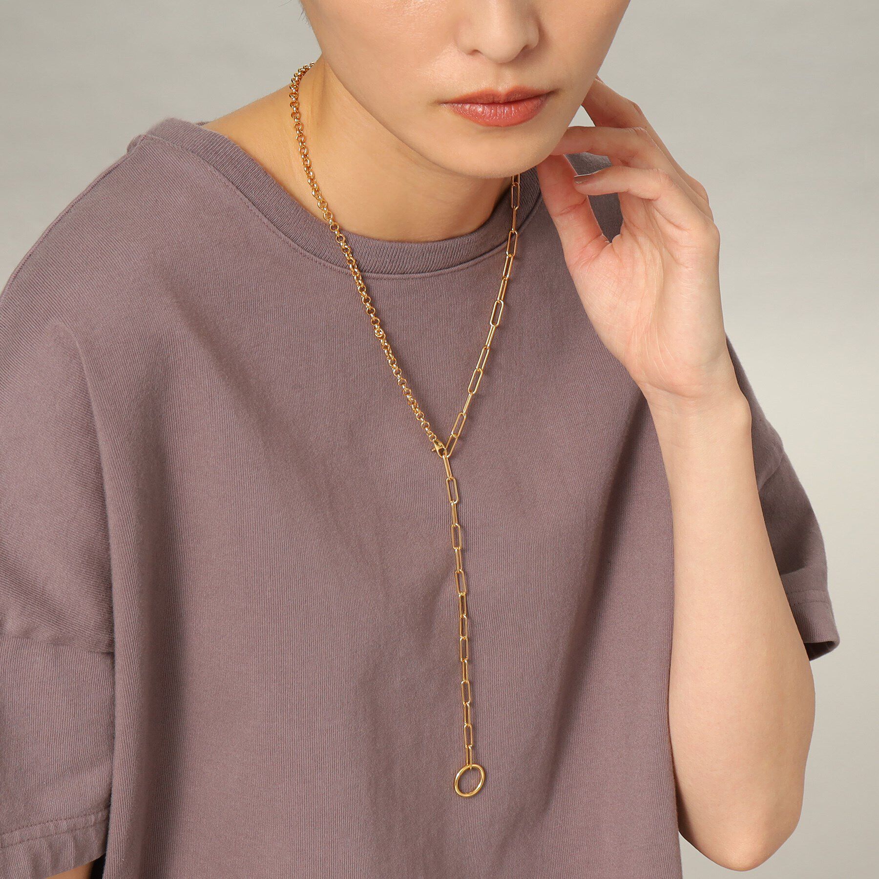 COCOSHNIK ONKITSCH「シルバー マルチチェーンネックレス ミックスチェーン GP」|ネックレス|