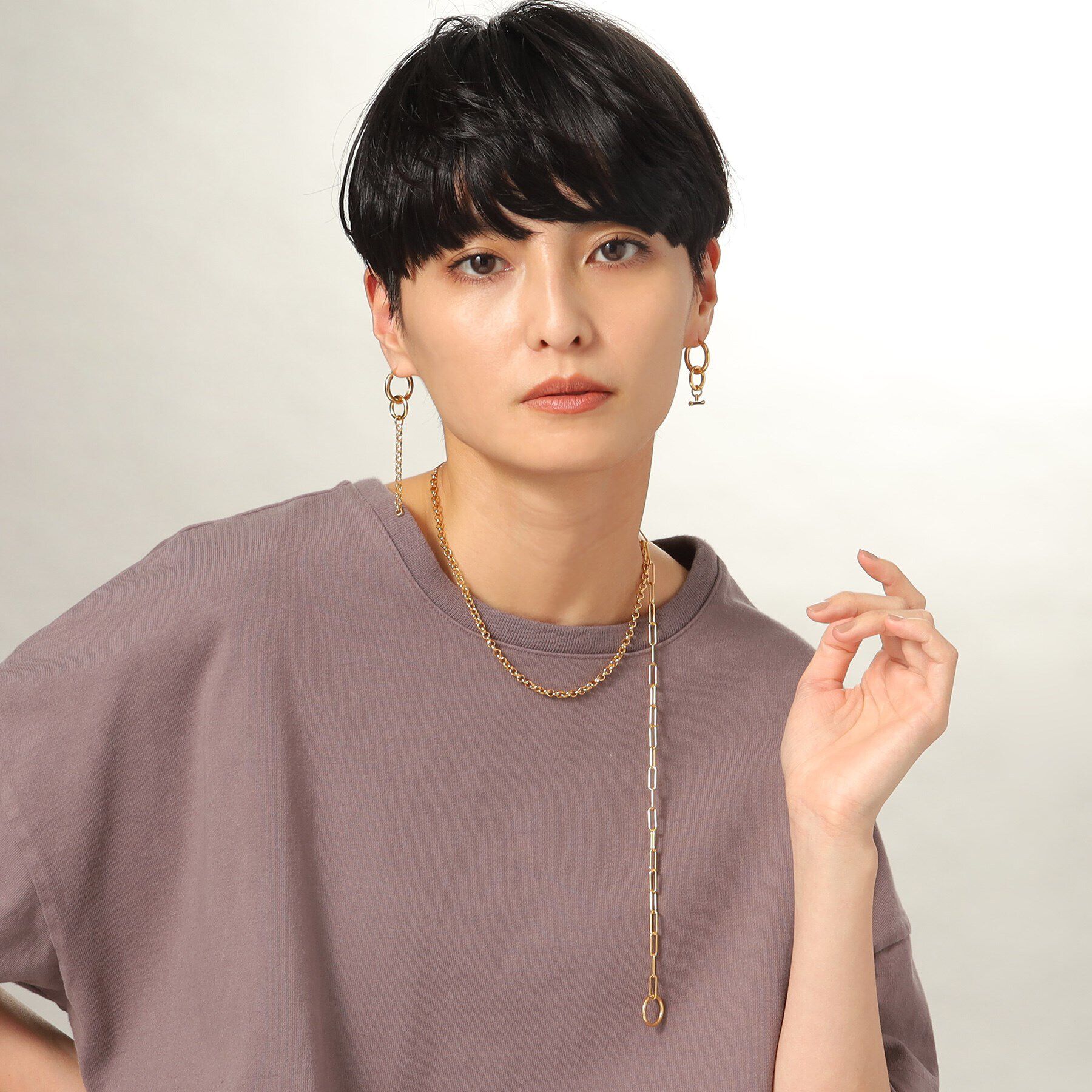 COCOSHNIK ONKITSCH「シルバー マルチチェーンネックレス ミックスチェーン GP」|ネックレス|