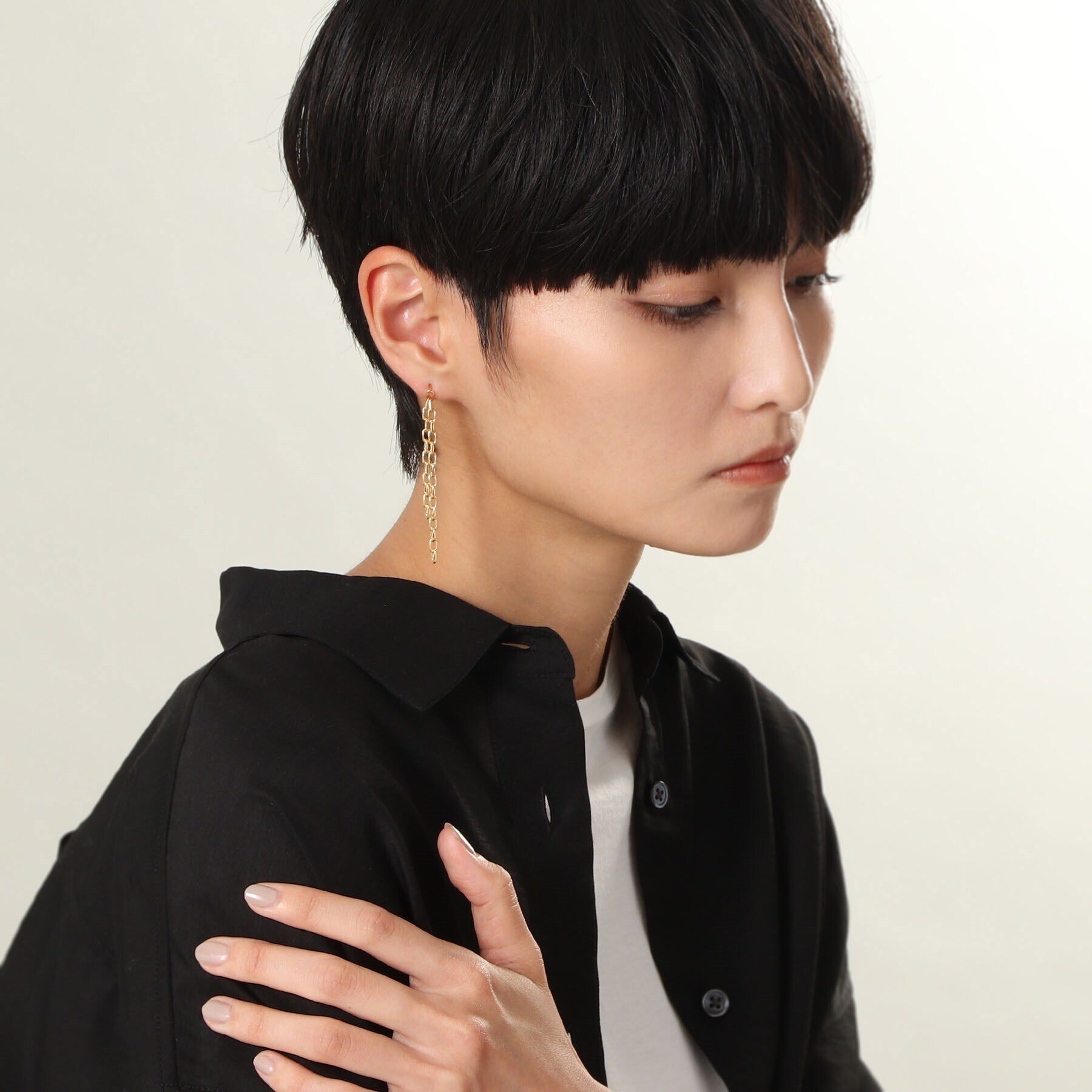 COCOSHNIK ONKITSCH「シルバー ニュアンスチェーン ダブルストレートピアス GP」|ピアス|