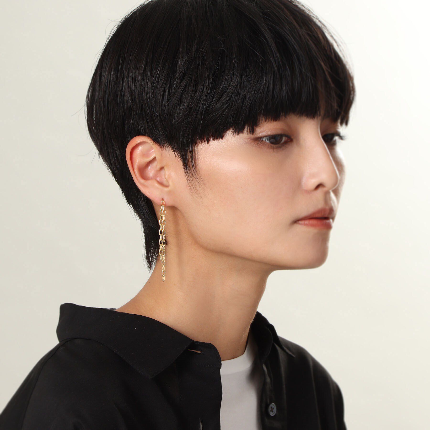 COCOSHNIK ONKITSCH「シルバー ニュアンスチェーン ダブルストレートピアス GP」|ピアス|