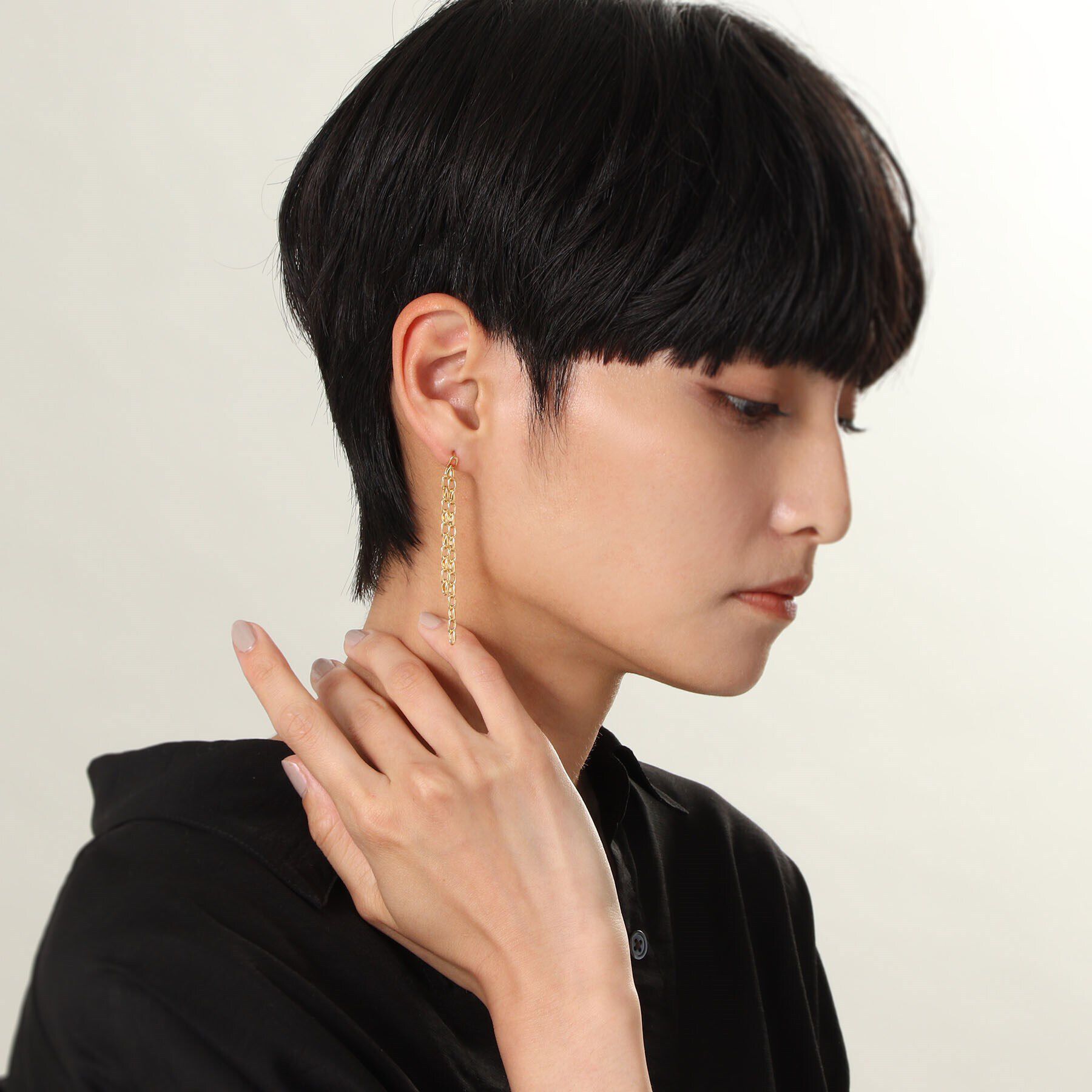 COCOSHNIK ONKITSCH「シルバー ニュアンスチェーン ダブルストレートピアス GP」|ピアス|