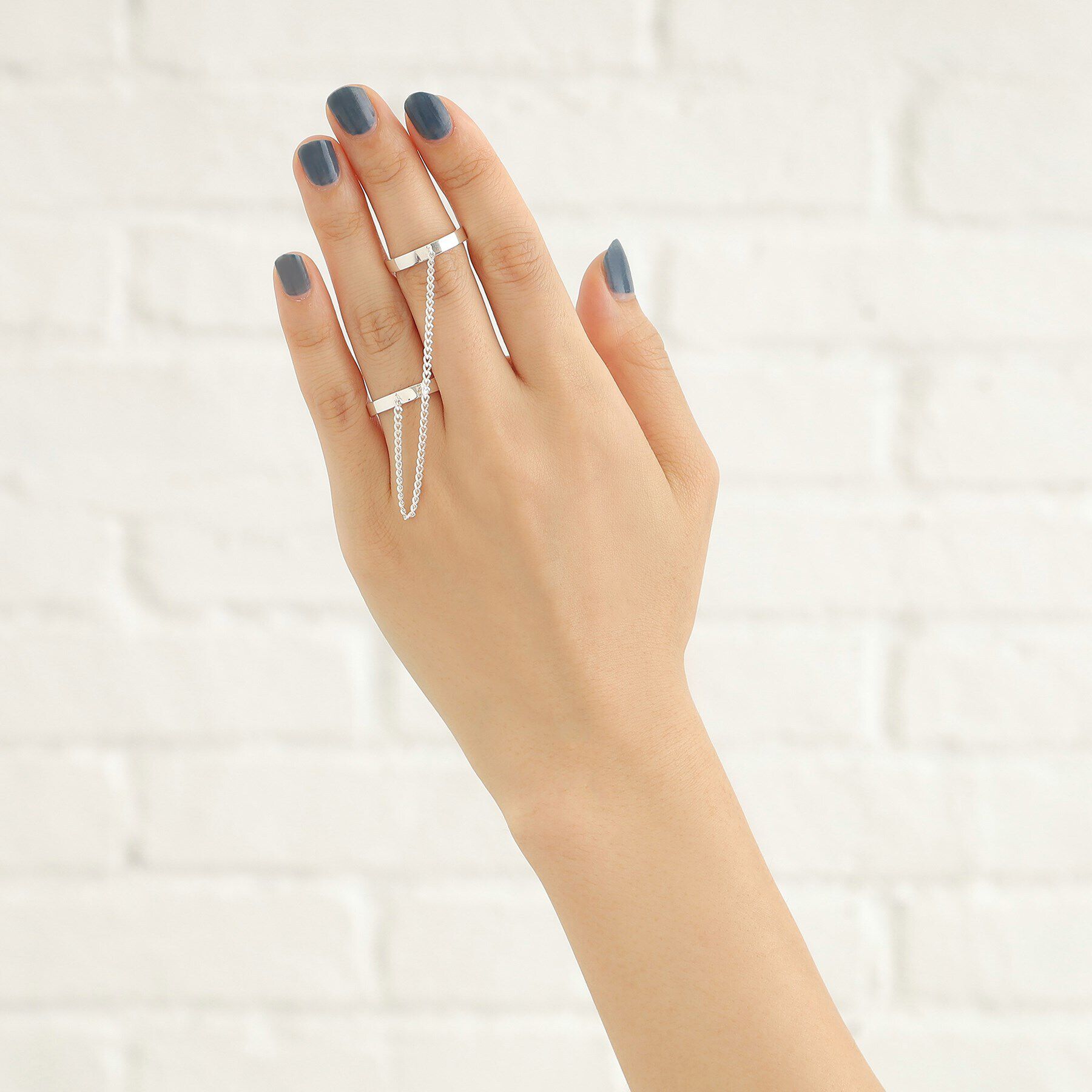 COCOSHNIK ONKITSCH「シルバー ドレープチェーン ダブルストレートリング」|リング|