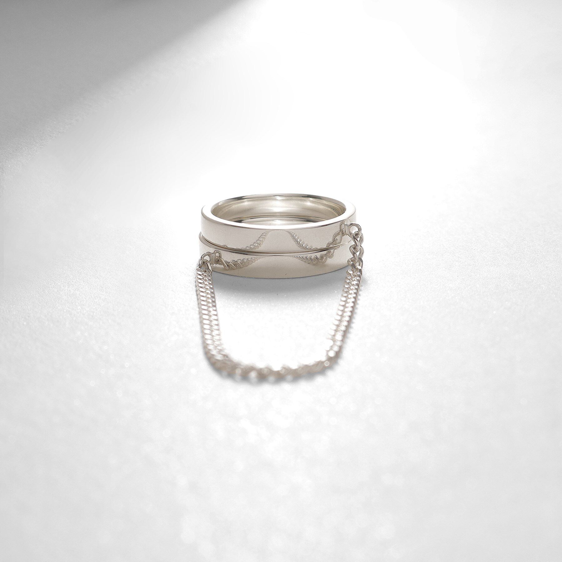COCOSHNIK ONKITSCH「シルバー ドレープチェーン ダブルストレートリング」|リング|