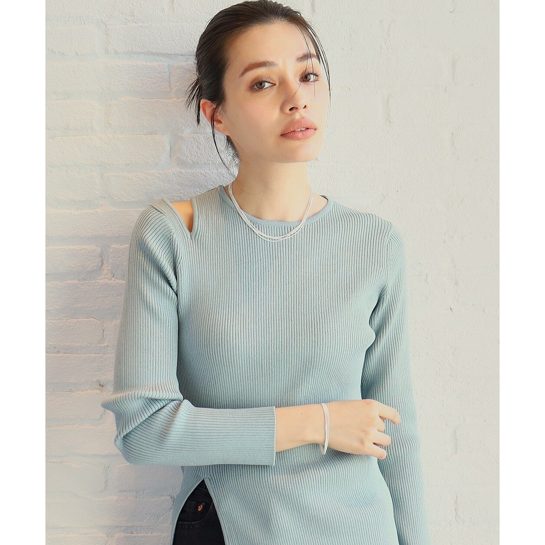 COCOSHNIK ONKITSCH「シルバー カーブチェーン レイヤード ブレスレット」|ブレスレット・バングル|