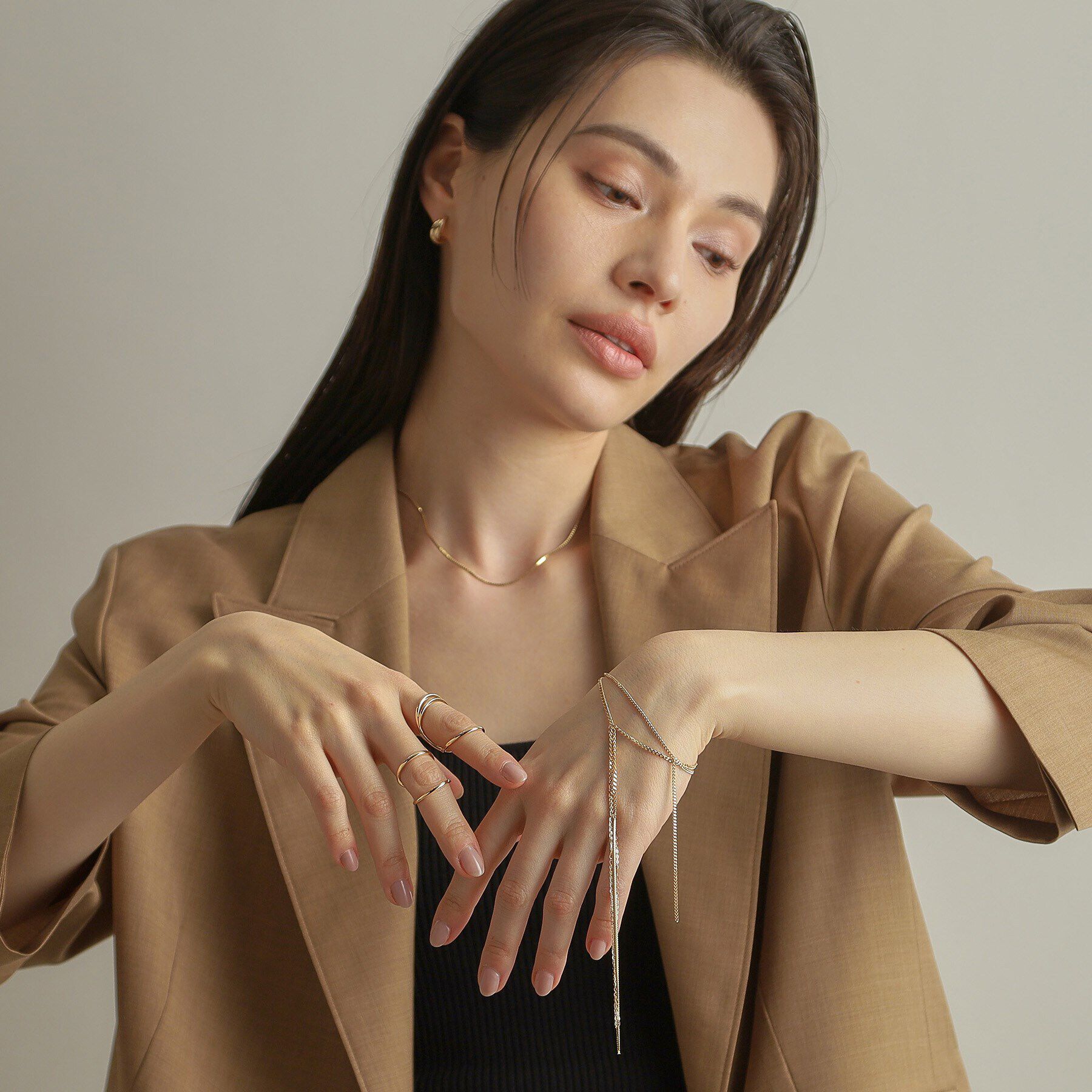 COCOSHNIK「K10トリプルファランジ リング」|リング|