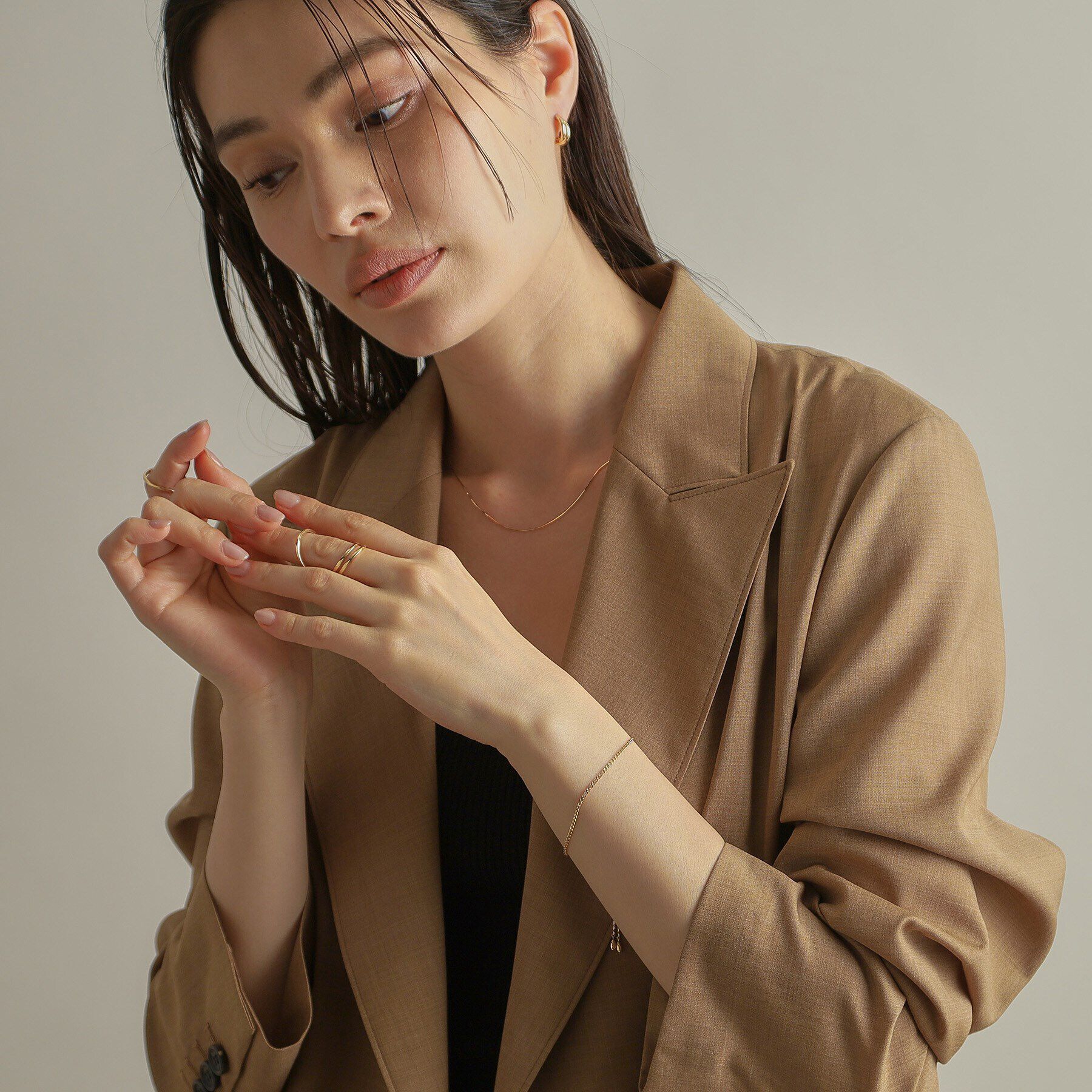 COCOSHNIK「K10トリプルファランジ リング」|リング|