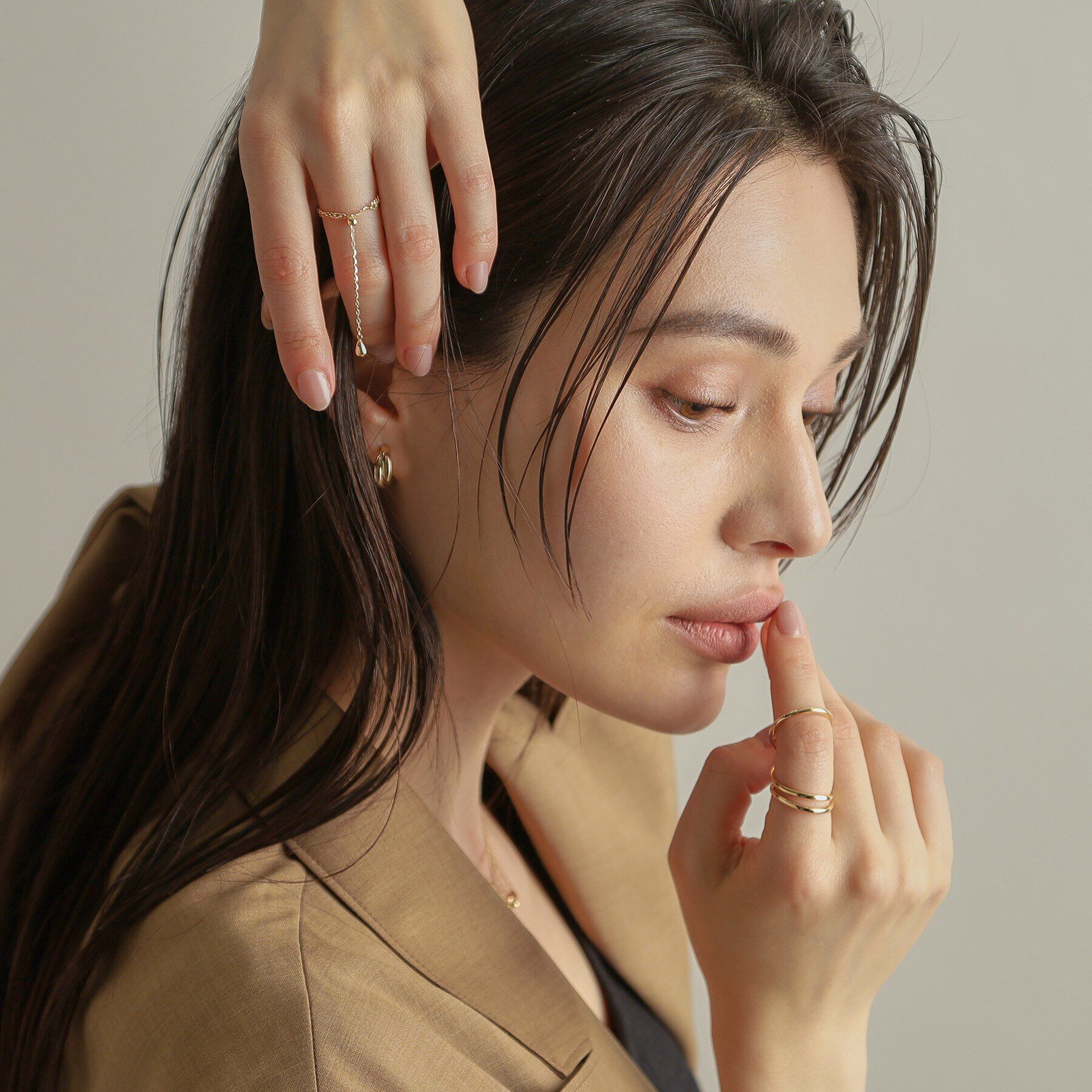 COCOSHNIK「K10トリプルファランジ リング」|リング|