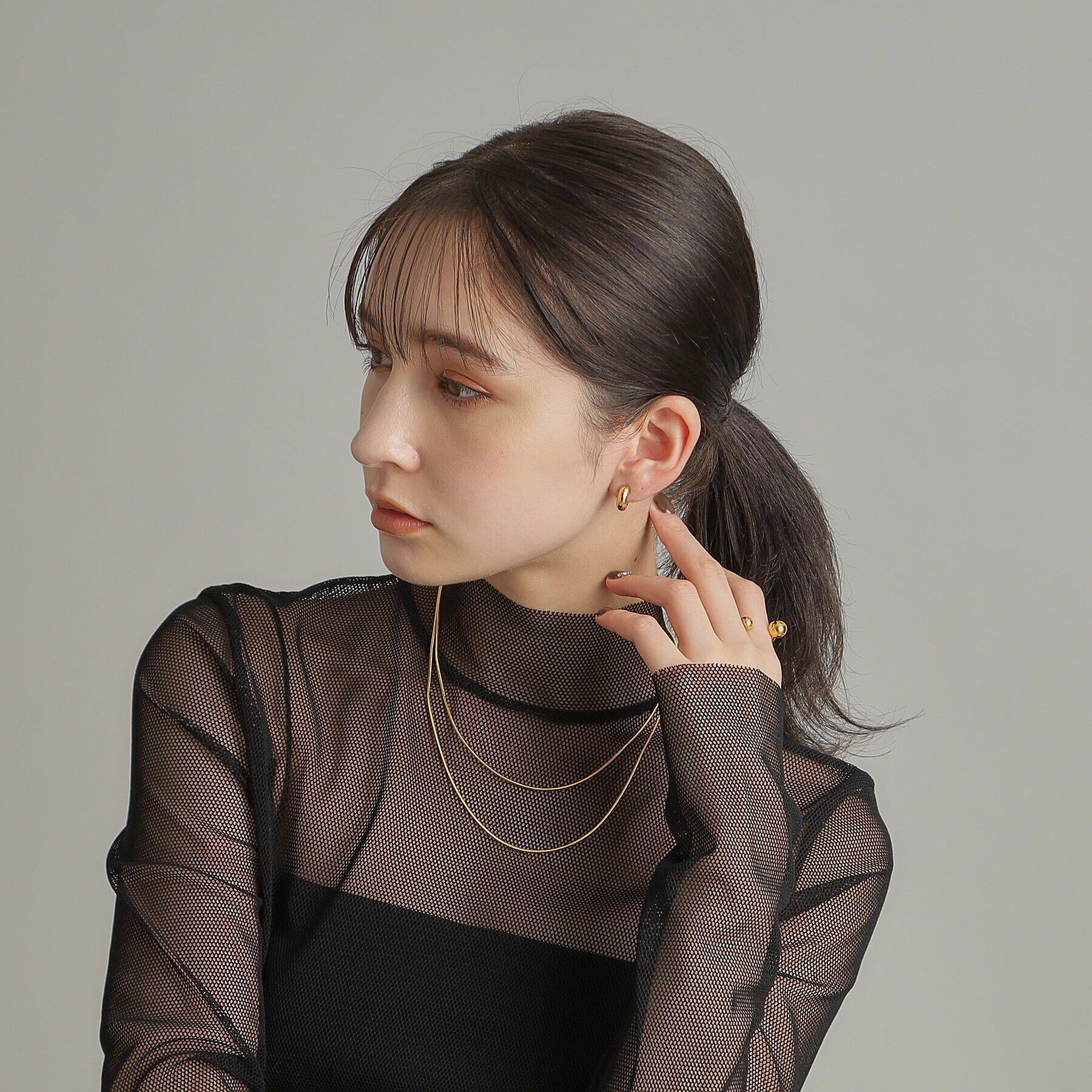 COCOSHNIK ONKITSCH「シルバー ホロウフープピアス ラウンドS GP」|ピアス|