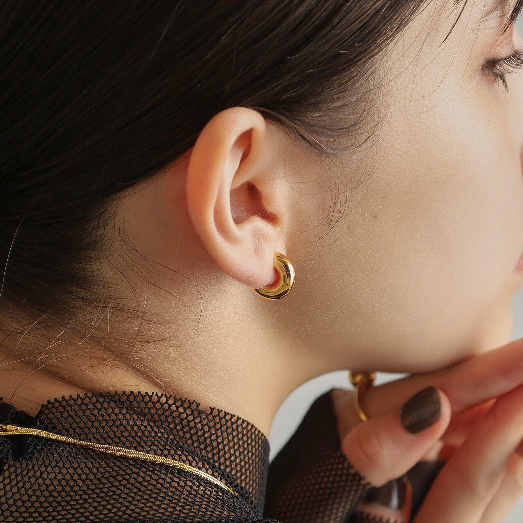 COCOSHNIK ONKITSCH「シルバー ホロウフープピアス ラウンドS GP」|ピアス|