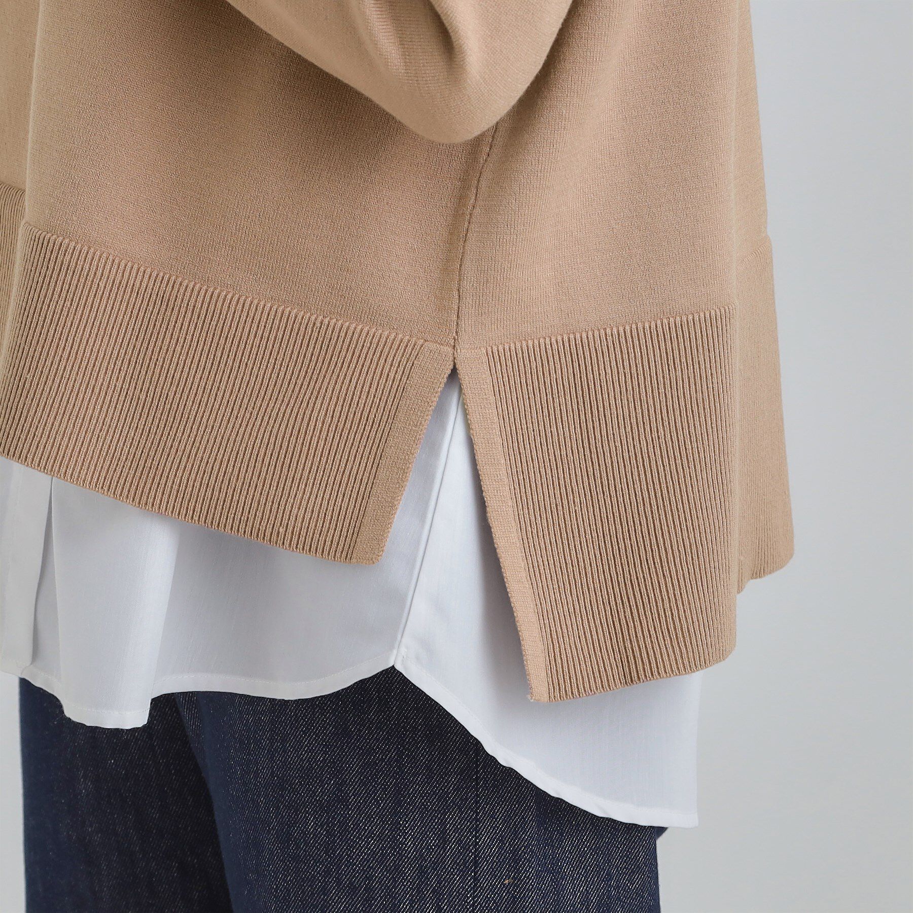 SHOO･LA･RUE「【2点セット/S-LL】時短で決まる もちもちニット＆裾シャツインナー」|その他|