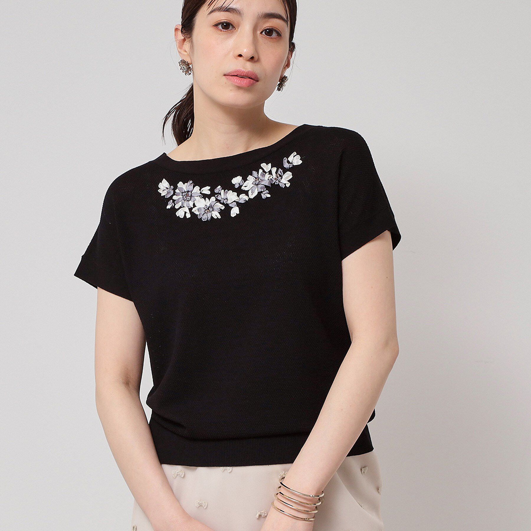 SunaUna「【SS～Lサイズ展開／手刺繍】クラフトニット」|ニット・セーター|ブラック(019)