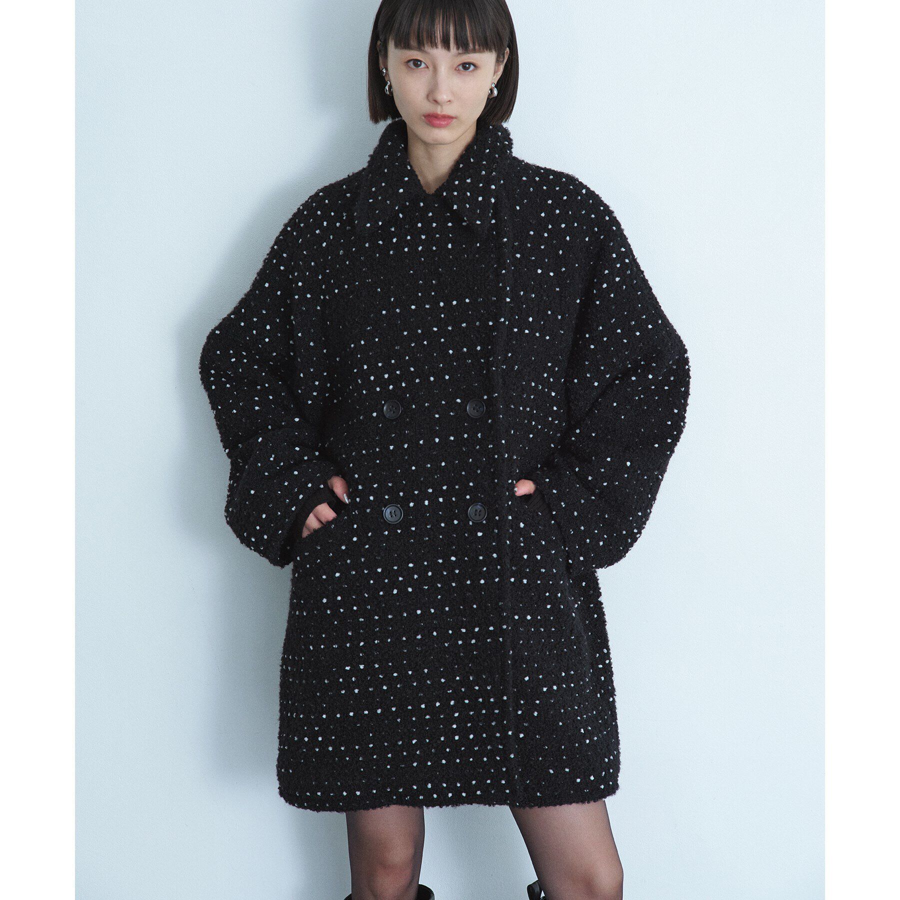 CODE A「dot tweed coat」|チェスターコート|