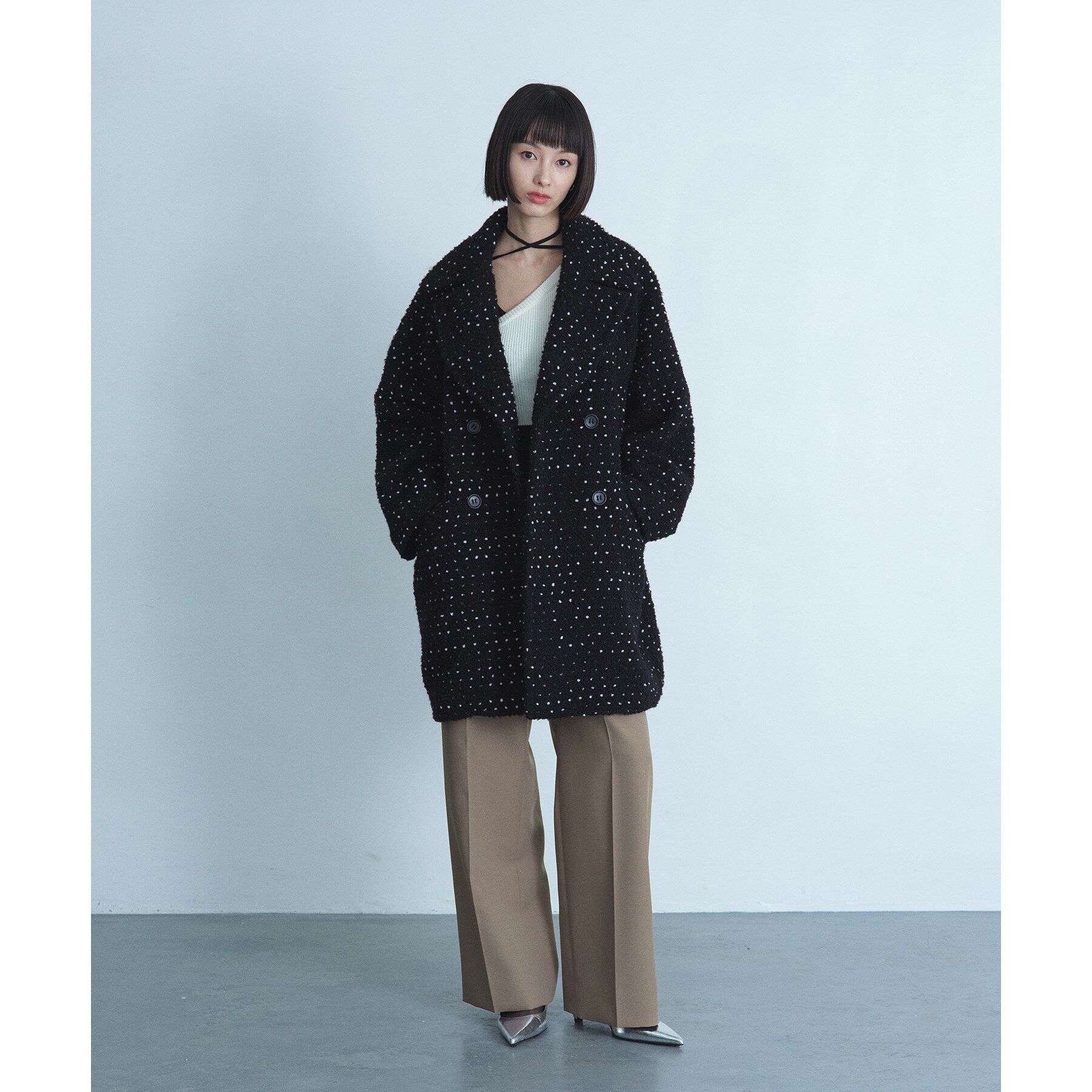 CODE A「dot tweed coat」|チェスターコート|