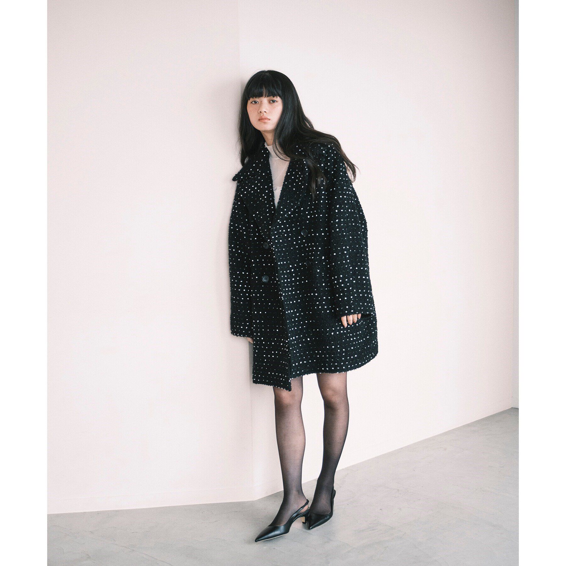 CODE A「dot tweed coat」|チェスターコート|