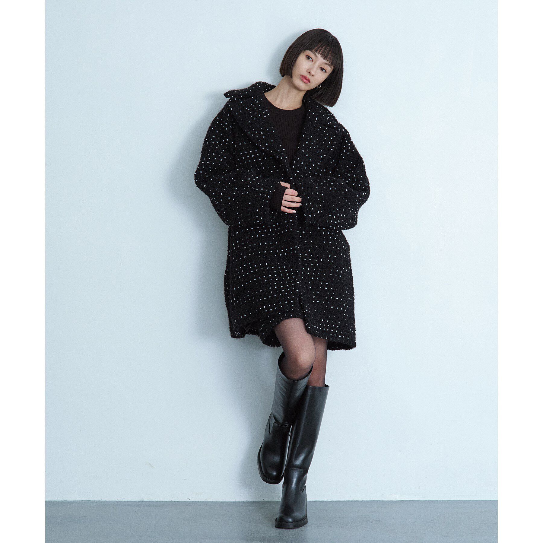 CODE A「dot tweed coat」|チェスターコート|