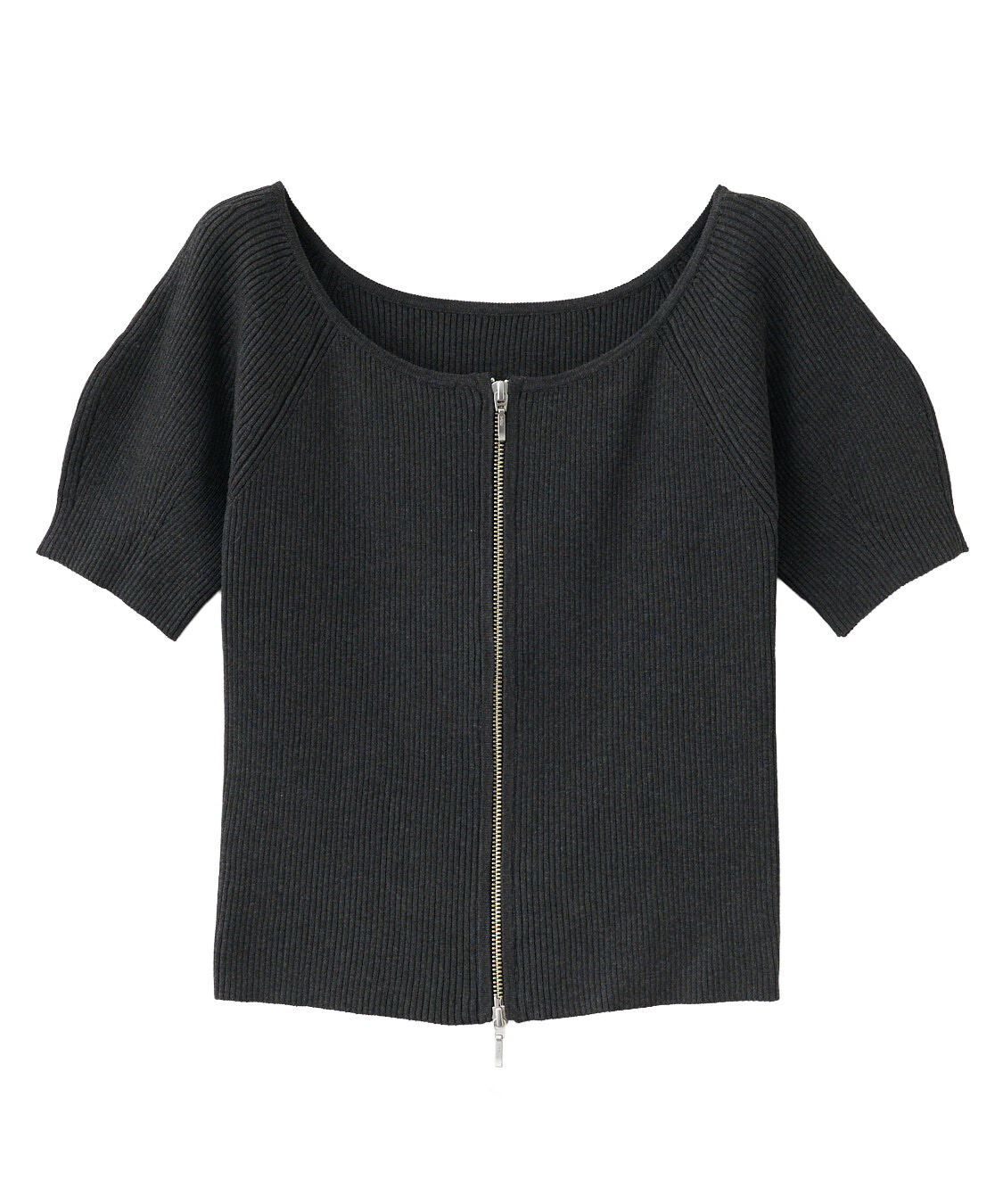 COCO DEAL「ダブルジップオフショルニット」|ニット・セーター|チャコール