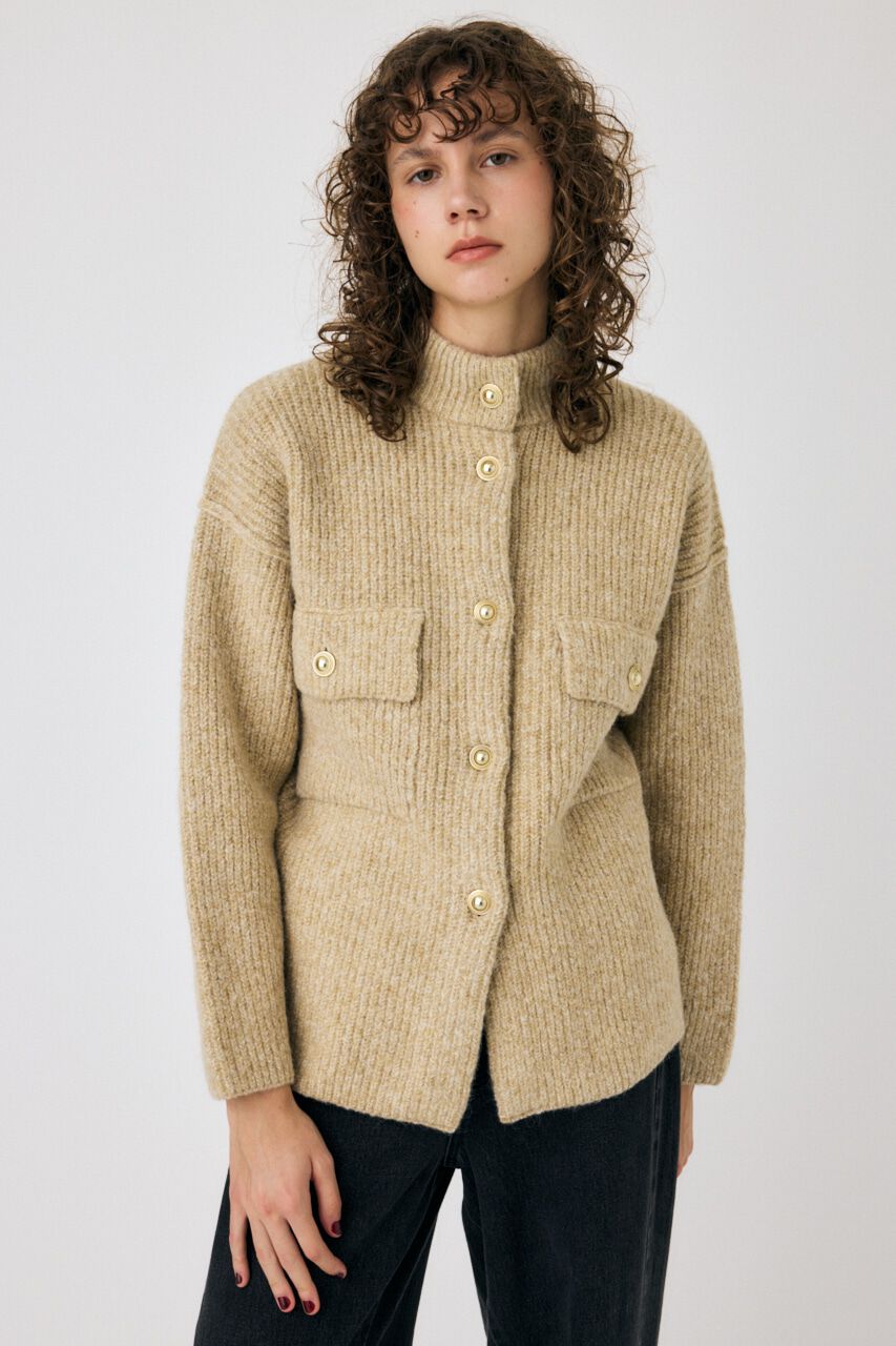 MOUSSY「MIX YARN OVER ニット カーディガン」|カーディガン|L/BEG1