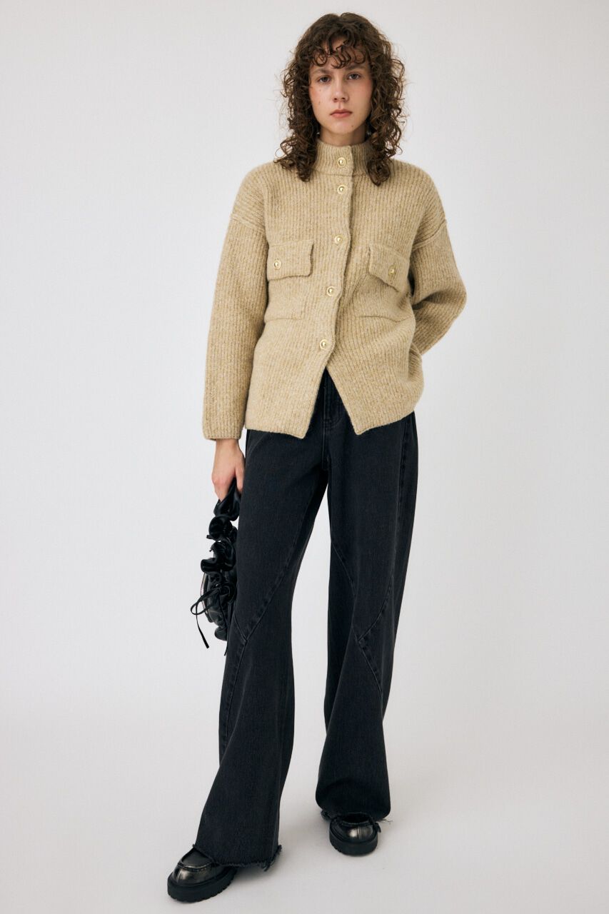 MOUSSY「MIX YARN OVER ニット カーディガン」|カーディガン|