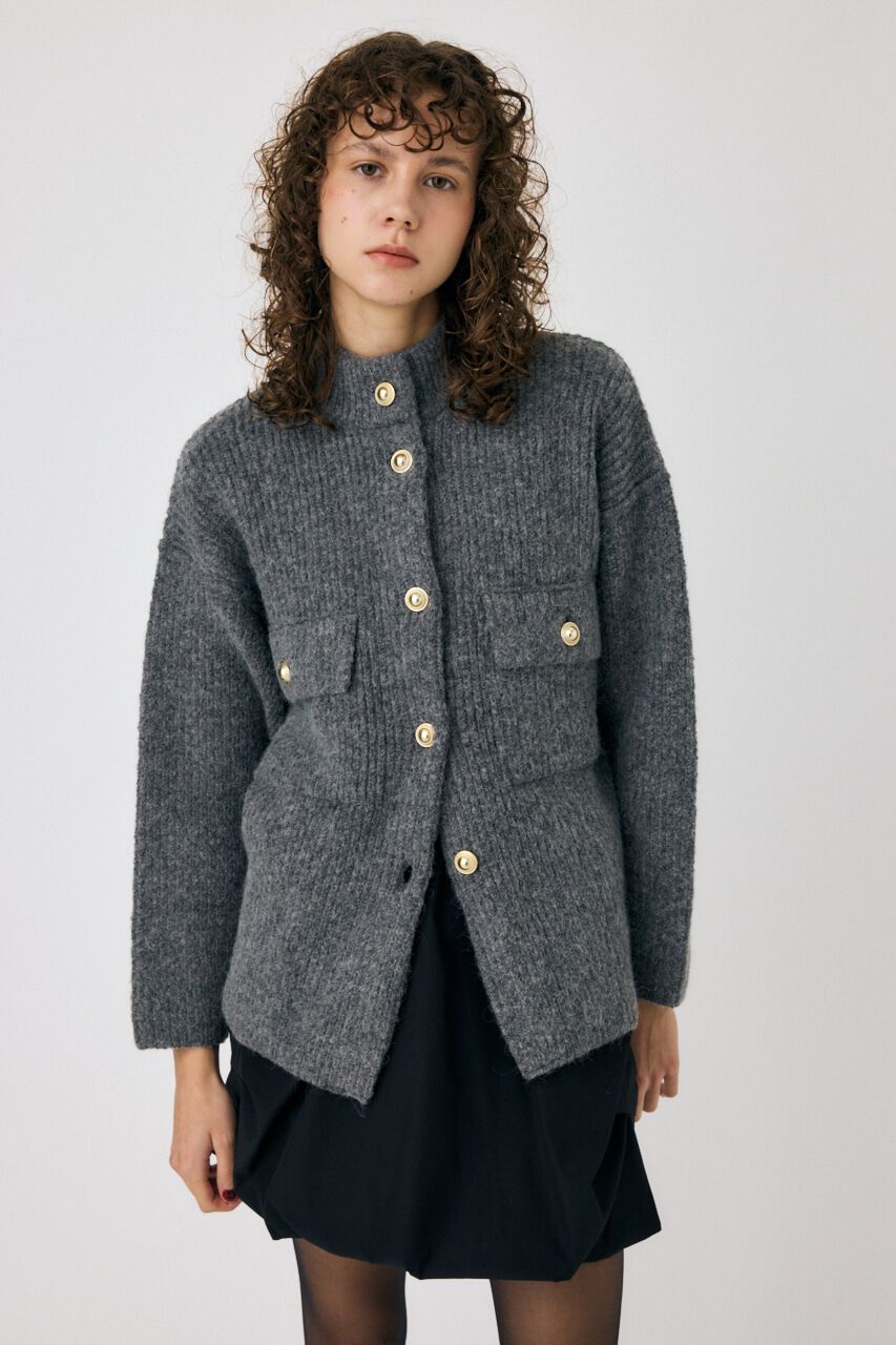 MOUSSY「MIX YARN OVER ニット カーディガン」|カーディガン|C.GRY