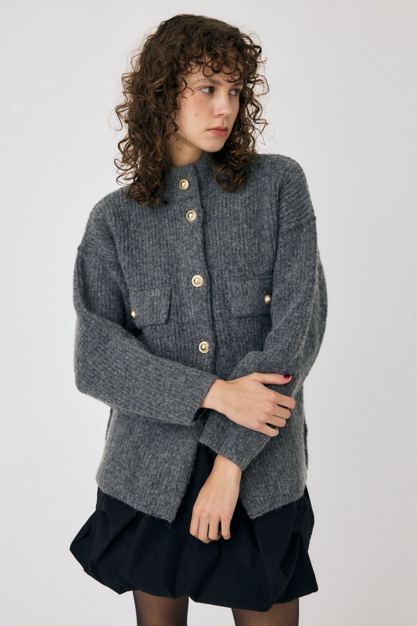 MOUSSY「MIX YARN OVER ニット カーディガン」|カーディガン|