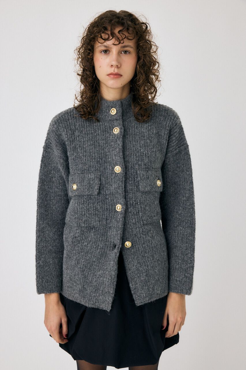 MOUSSY「MIX YARN OVER ニット カーディガン」|カーディガン|