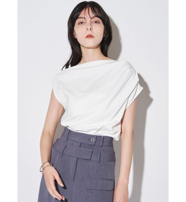 ELENDEEK「ASYMMETRY DRAPE CS」|Tシャツ・カットソー|オフホワイト