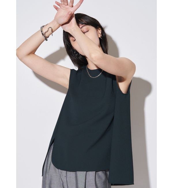 ELENDEEK「GEORGETTE ASYMMETRY TANK」|シャツ・ブラウス|グリーン