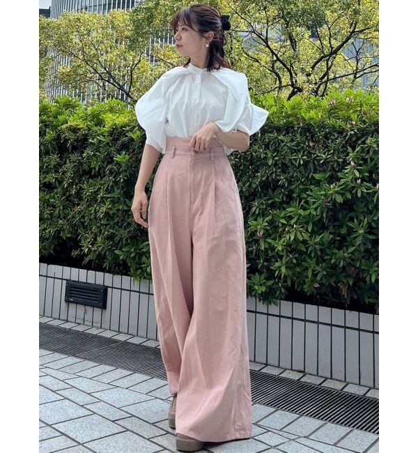 dazzlin「ダブルハイウエストワイドデニムパンツ」|デニム|