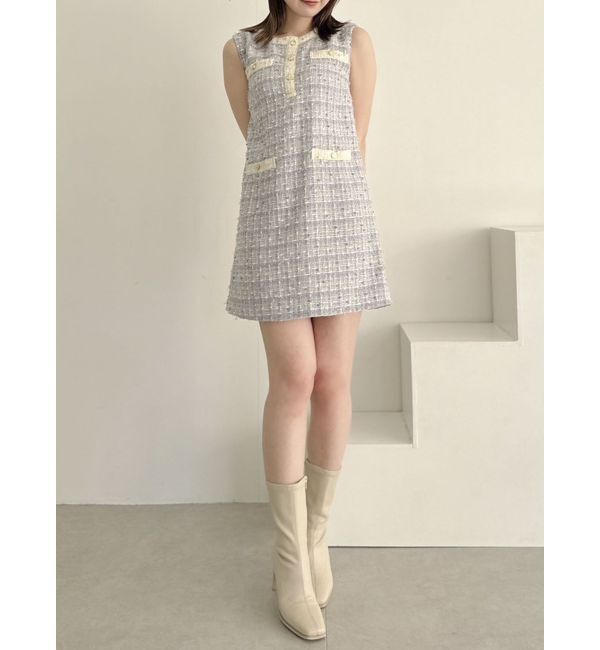 dazzlin「ラメツイードフレアミニワンピース」|ワンピース|