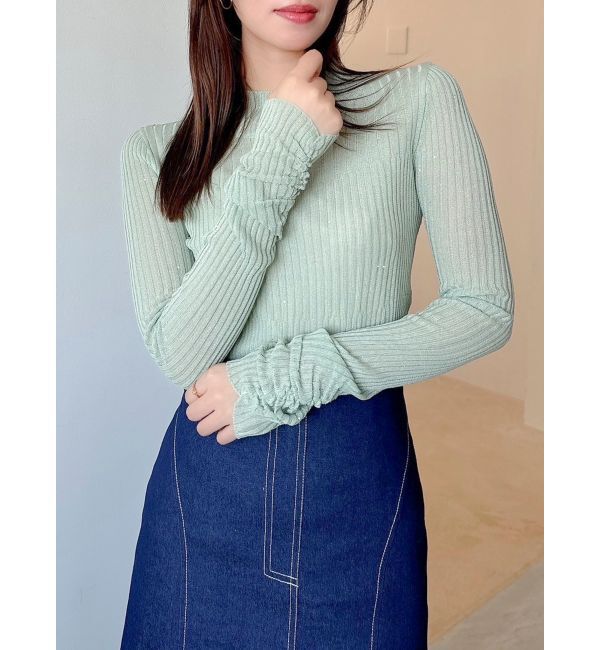 dazzlin「ハイネックミニスパンコールシアーニット」|ニット・セーター|