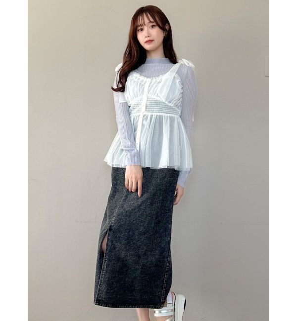 dazzlin「ハイネックミニスパンコールシアーニット」|ニット・セーター|