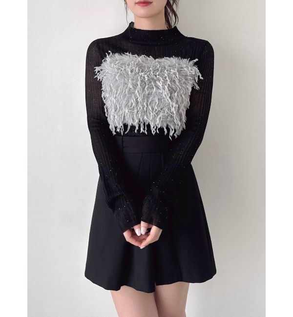 dazzlin「ハイネックミニスパンコールシアーニット」|ニット・セーター|