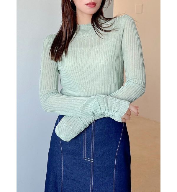 dazzlin「ハイネックミニスパンコールシアーニット」|ニット・セーター|