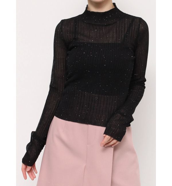 dazzlin「ハイネックミニスパンコールシアーニット」|ニット・セーター|