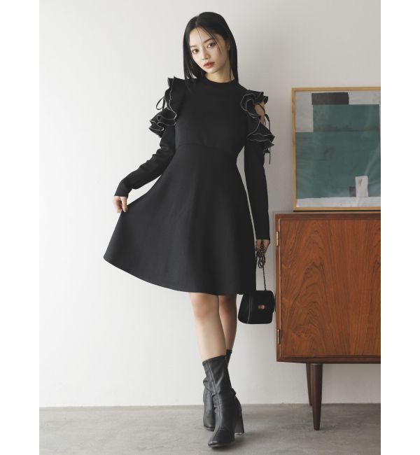 dazzlin「オープンショルダーニットミニワンピース」|ワンピース|