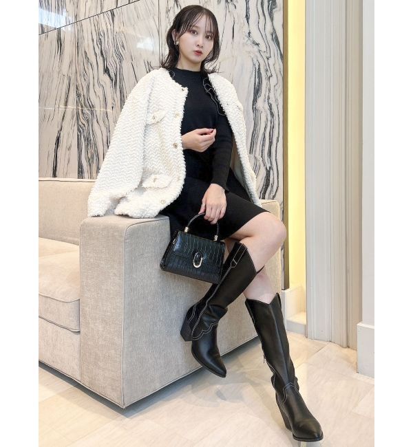 dazzlin「オープンショルダーニットミニワンピース」|ワンピース|