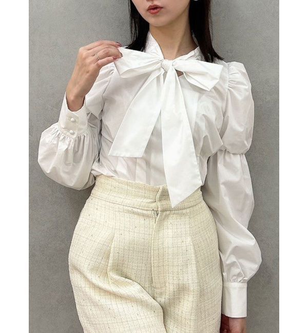dazzlin「ペプラムボリュームスリーブボウタイブラウス」|シャツ・ブラウス|オフホワイト