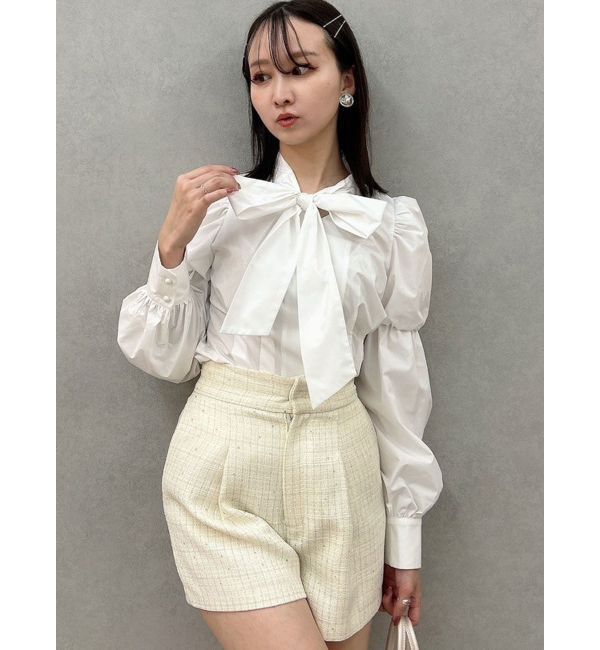 dazzlin「ペプラムボリュームスリーブボウタイブラウス」|シャツ・ブラウス|