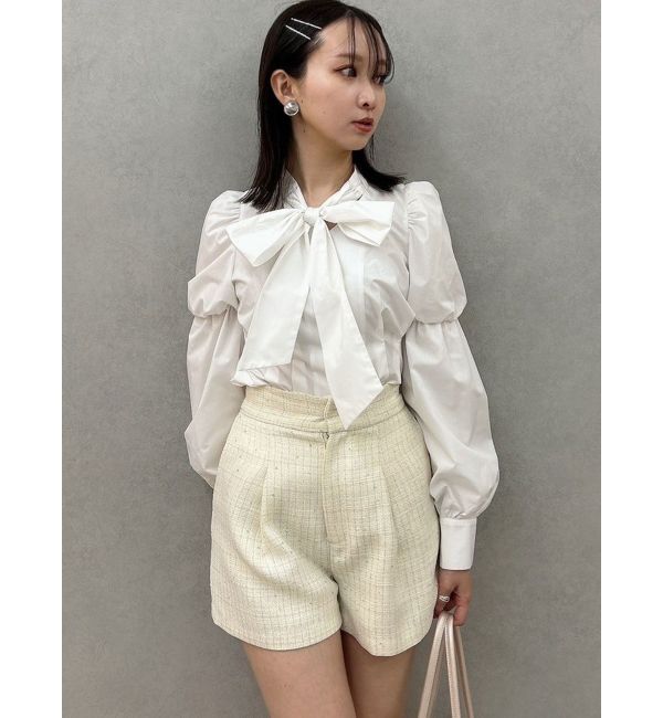 dazzlin「ペプラムボリュームスリーブボウタイブラウス」|シャツ・ブラウス|