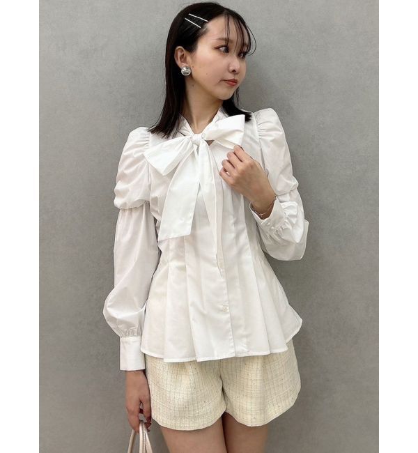 dazzlin「ペプラムボリュームスリーブボウタイブラウス」|シャツ・ブラウス|