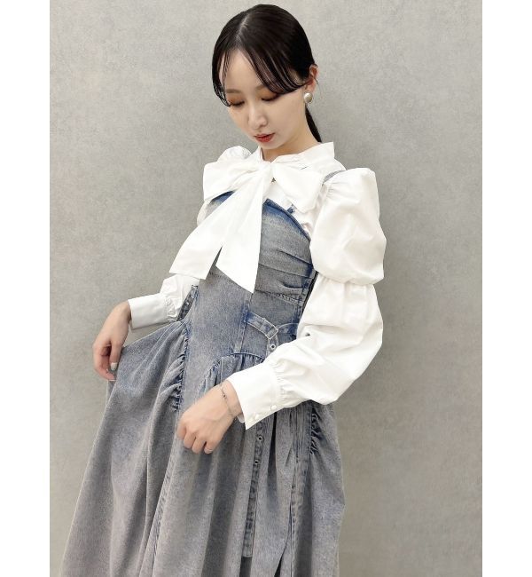 dazzlin「ペプラムボリュームスリーブボウタイブラウス」|シャツ・ブラウス|