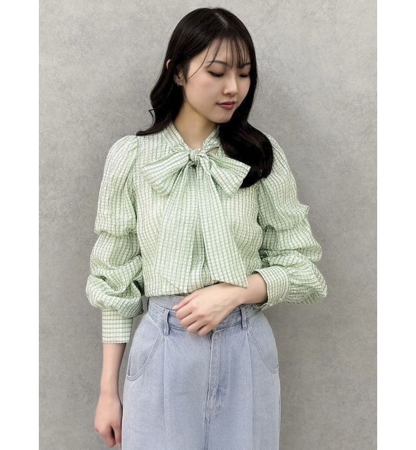 dazzlin「ペプラムボリュームスリーブボウタイブラウス」|シャツ・ブラウス|