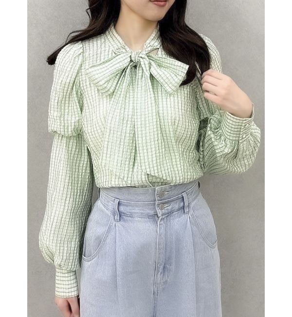 dazzlin「ペプラムボリュームスリーブボウタイブラウス」|シャツ・ブラウス|