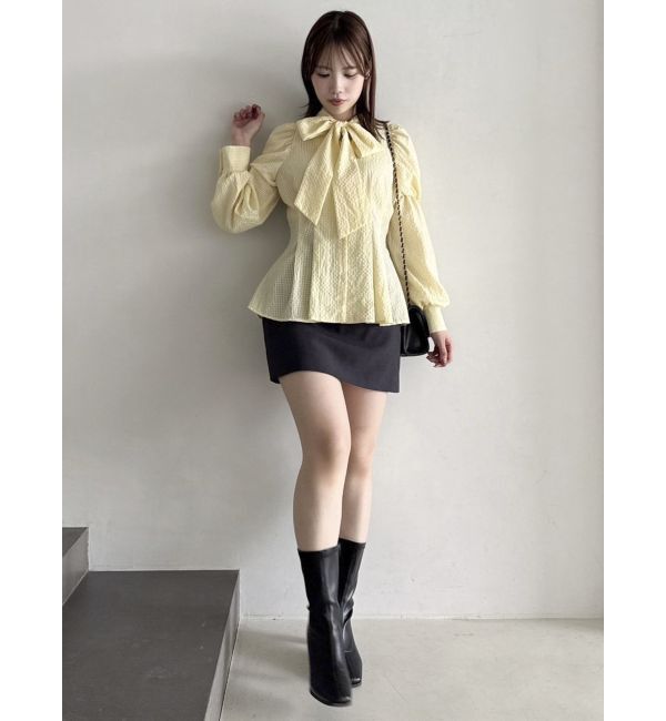 dazzlin「ペプラムボリュームスリーブボウタイブラウス」|シャツ・ブラウス|