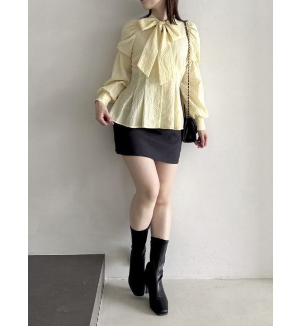 dazzlin「ペプラムボリュームスリーブボウタイブラウス」|シャツ・ブラウス|